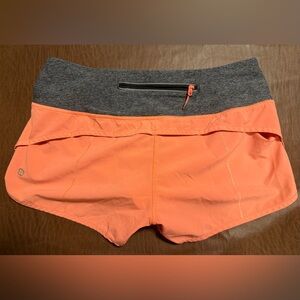 Lululemon Athletica Coral and Gray Athletic Shorts
